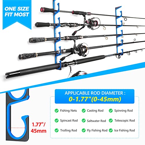  2 Pack Vertical Fishing Rod Rack, Wall Mounted