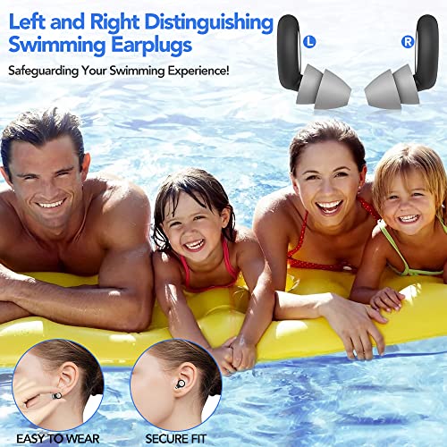 Waterproof Swimming Ear Plugs for Adults - 3 Pairs of Reusable Soft Silicone Swim Earplugs,Perfect for Surfing, Diving,Pool,Showering and Other Water Sports - Keep Water Out and Ear Protection