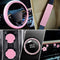 10 Pcs Leather Steering Wheel Cover for Women Cute Car Accessories Set with Seat Belt Shoulder Pads Seatbelt Covers Cup Holders Bling Start Button Ring Sticker Air Vent Clip Car Accessories(Pink)