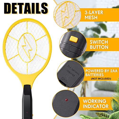 4 Pcs Bug Zapper Electric Fly Swatter Battery Powered Fly Mosquito Zapper Indoor Outdoor Handheld Fly Killer Tennis Mosquito Bat Racket for Camping Insect Fruit Fly Control (Batteries Not Included)