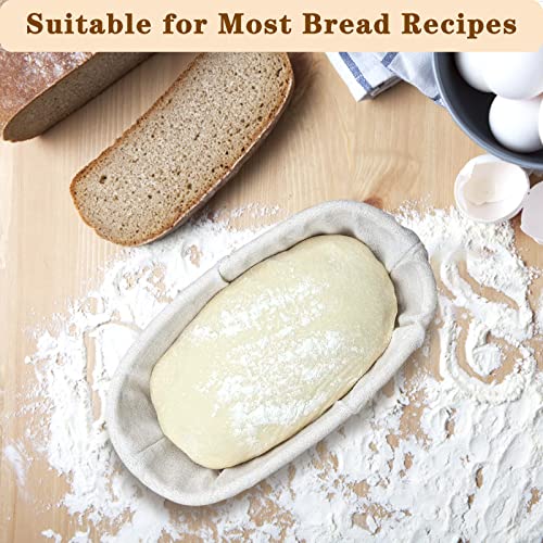 2 Packs 10 inch Oval Banneton Bread Proofing Basket Set,PIOGHAX Sourdough Proofing Bowls Bread Banneton Basket & Cloth Liner for Professional and Home Baker