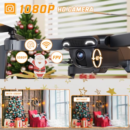 Heygelo S90 Drone with Camera for Adults, 1080P HD Mini FPV Drone for Kids Beginners, Foldable RC Quadcopter Toys Gifts for Boys Girls with Altitude Hold, Gravity Control, 2 Batteries and Carry Case