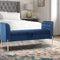 ALISH Storage Bench,Upholstered Storage Ottoman Bench,Modern Bed Bench Entryway Bench with Gold Legs for Bedroom Living Room Blue