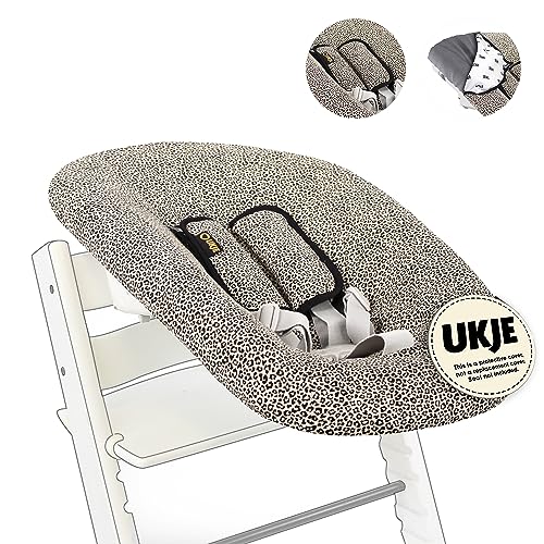 Ukje Cover Compatible with Stokke Tripp Trapp Newborn Set, 1 Piece, Perfect Fit Cover for Newborn Set Stokke, Luxurious Breathable and Soft Cotton, Leopard