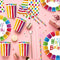 Rainbow Party Tableware Set, 141PCS Birthday Paper Plates Cups and Napkins, Kids Birthday Decorations with Balloons, for Baby Shower, Rainbow Theme Boys Girls Brithday Party Supplies, 20 Guests