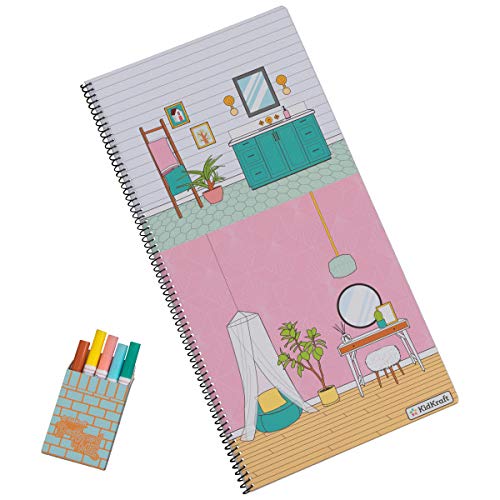 KidKraft Designed by Me™: Colour Décor Wooden Dolls House with Furniture for 30 cm Dolls, Accessories and Colouring Book with Dollhouse Wallpaper Included, Kids' Toys, 10158