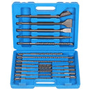 Swpeet 17Pcs Rotary Hammer Drill Bits and Chisel Set, 13 Drill Bits and 4 Chisels with Storage Case, Concrete Masonry Hole Tool Carbide-Tipped Masonry Drill Bits and Chisels for Concrete Stone Brick