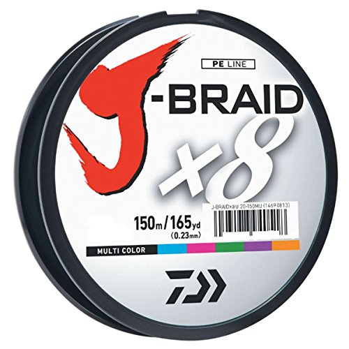 Daiwa J-Braid 150M 8-Strand Woven Round Braid Line, Multicolor, 50 lb