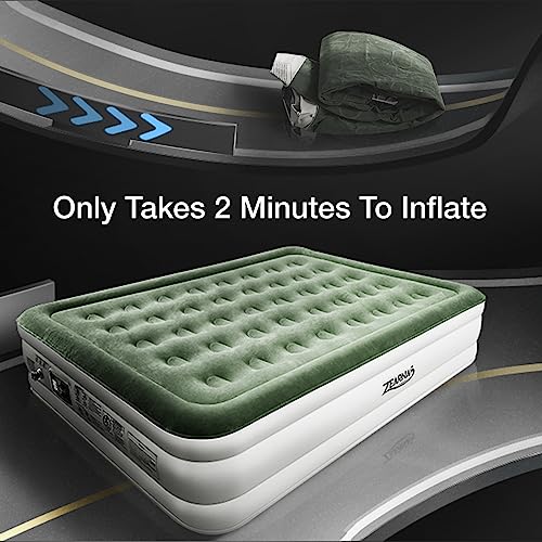 Zearna Twin Air Mattress with Built Pump, 16" Durable Blow Up Mattress Airbed, Comfortable Top Surface Inflatable Mattress for Camping Home & Portable Travel