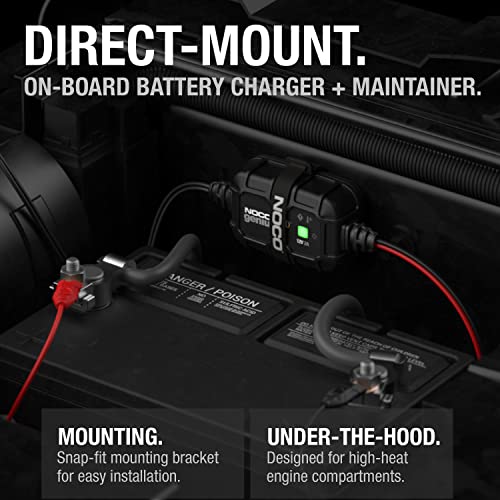 NOCO GENIUS2DAU, 2A Direct-Mount Onboard Battery Charger, 12V Car Battery Charger, Battery Maintainer, Trickle Charger and Desulfator for Automotive, Marine, AGM, and Deep-Cycle Batteries