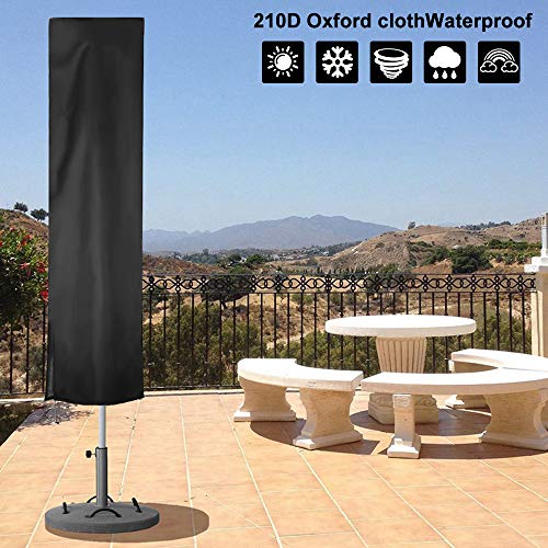 Patio Umbrella Cover Waterproof Parasol Covers with Zipper for Outdoor Umbrellas,Black 210D Oxford Fabric with UV Protection/Wind Protection/Dust Storage