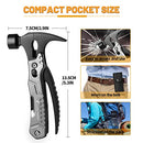 Zune Lotoo Hammer Multitool Camping, Multifunctional Survival Hammer 14 in 1 Stainless Steel Alloy Multi Use Tool with Hammer Pocket Gifts for Engineer Handyman Him Men Dad Gifts