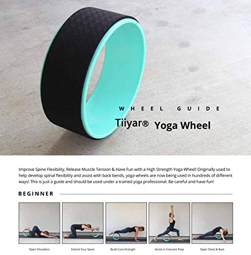 Tiiyar Yoga Kit - Yoga Wheel Yoga Block and Strap Set with E-Book Guide (Black)