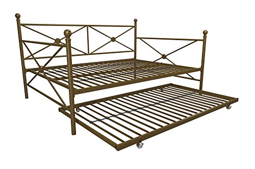 DHP Lina Metal Daybed with Trundle, Full Size Sofa Bed Frame, Gold