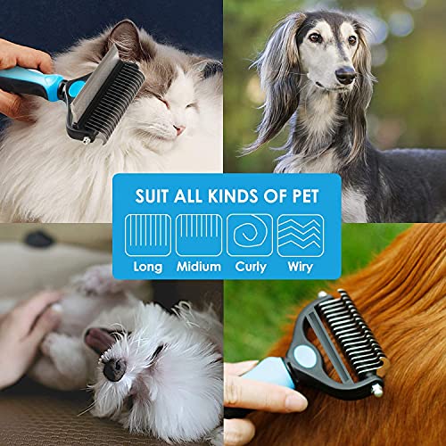 IFAN™ Professional 2-in-1 Pet Comb Cat Brush Dog Brush Cat Grooming Comb Dog Grooming Comb Remove Fleas & Knot-Open & Carding & Flying Hair Removing Tools for Long & Short Hairs Dogs & Cats (22+87tooth)