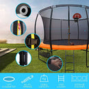 10ft Round Trampoline Basketball Set Safety Net Spring Pad Ladder