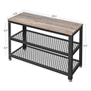 VASAGLE Shoe Bench, Shoe Rack with 2 Shelves, Shoe Organiser, 73 x 30 x 45 cm, Entryway Living Room Hallway, Steel Structure, Industrial Style, Greige and Black LBS73MB