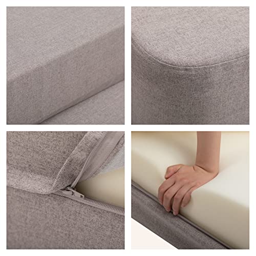 HollyHOME Folding Sofa Bed Couch Queen, 10"(H) Memory Foam Mattress, Fold Out Futon Sofa Sleeper Chair Bed for Guest, Comfy Floor Sofa/Guest Bed for Bedroom, Living Room, (L)74.8"x(W)54", Light Grey