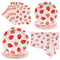 Strawberry Party Tableware Set,Strawberry Birthday Party Decoration,Summer Fruit Party Supplies Paper Plates Napkins Tablecloth for 25 Guests Perfect for Birthday Summer Fruit Party 1st Party