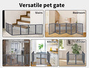 PaWz Dog Gates Pet Gates Indoor Foldable Dog Fence Puppy Safety Stair Barrier Security Door, Height 1.4M,Grey