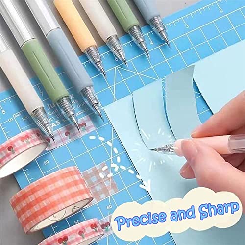 6PCS Utility Knives Pen,Cartoon Pattern Student Utility Knives Pen,Craft Cutting Tool Paper Pen Cutter for Art Paper Scrapbook,Creative Retractable Knife