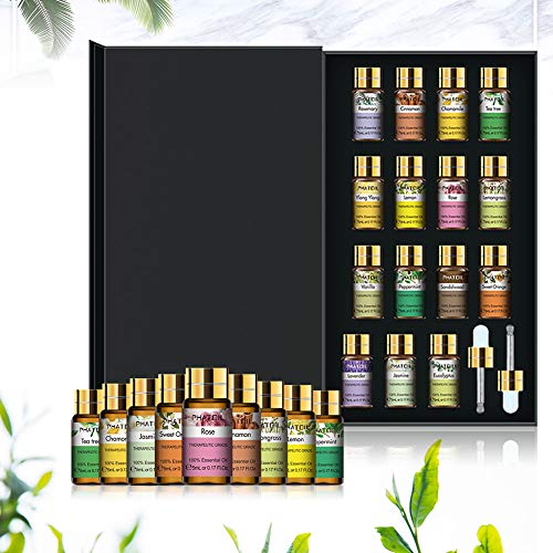 PHATOIL Essential Oils - TOP 15 100% Pure Premium Quality Essential Oils Gift Set - 15 Pack/5ml for Diffuser Massage Aromatherapy Perfect Gifts