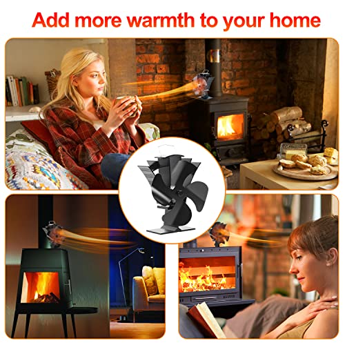 Tomersun Log Burner Fan Small 4 Blades Wood Burning Stove Fan Heat Powered Fireplace Fan Eco Fans Friendly Circulation for Wood/Log Burner/Fireplace…