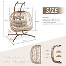 NICESOUL 2 Person Double Egg Chair Outdoor Patio Wicker Loveseat Hanging Chair Swing Egg Chairs with Cushions Double Seats Egg Chair 510 lbs Capaticy for Patio Backyard Balcony Bedroom Gift Cream