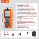 VEVOR Digital Multimeter, 6000 Counts, Multimeter Tester DC AC Voltmeter NCV, Ohm Volt Amp Tester, for Voltage Current Resistance Capacitance Continuity Diode Temperature Duty Ratio Frequency TRMS