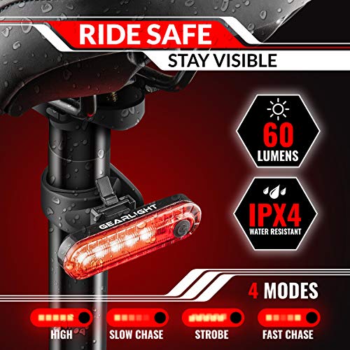 GearLight S400 Rechargeable Bike Light Set - Night Riding Accessories - White Elephant Stocking Stuffer for Men