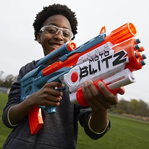 NERF Elite 2.0 Motoblitz Blaster with Scope, Motorized 10-Dart Blasting, Airblitz 6 Darts, 22 Darts, Outdoor Toys for 8 Year Old Boys & Girls, Multicolor (F5872)