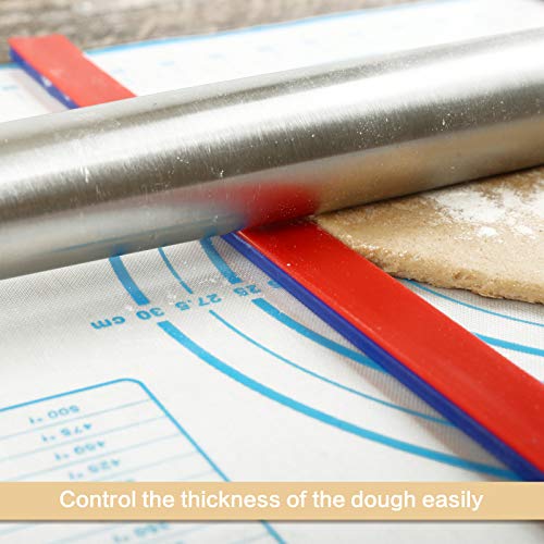 GWHOLE 6 PCS Silicone Measuring Dough Strip Rolling Strip Rolling Pin Guide Dough Guides Measuring Dough Thickness Strips, 3 Sizes - 15 inch Length