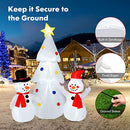 Tangkula 6 FT Inflatable White Christmas Tree with Snowman, Lighted Blow up Xmas Tree, Self Inflating Christmas Decor w/ LED Lights, Built-in Sandbags, Indoor Outdoor Yard Decoration for Garden, Lawn