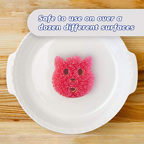 Scrub Daddy Dual-Sided Sponge and Scrubber - Scrub Mommy Cat Shape - Scratch Free, Odor Resistant, Multi-Surface, Soft in Warm Water, Firm in Cold, Dishwasher Safe - 1 ct - 3pk