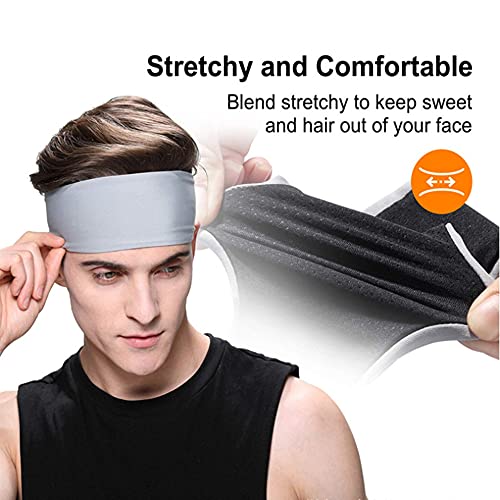 Pilamor Sports Headbands for Men (5 Pack),Moisture Wicking Workout Headband,  Swe