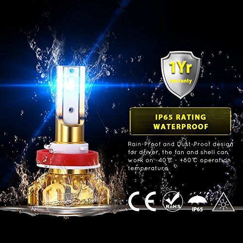 H11 Led Headlight, H8 H9 H11 Headlight Bulb Conversion Kit, White Super Bright Fog Light CSP Chips Low Beam Bulb 60W 10000LM 6500K Led Light Bulbs for Car Universal