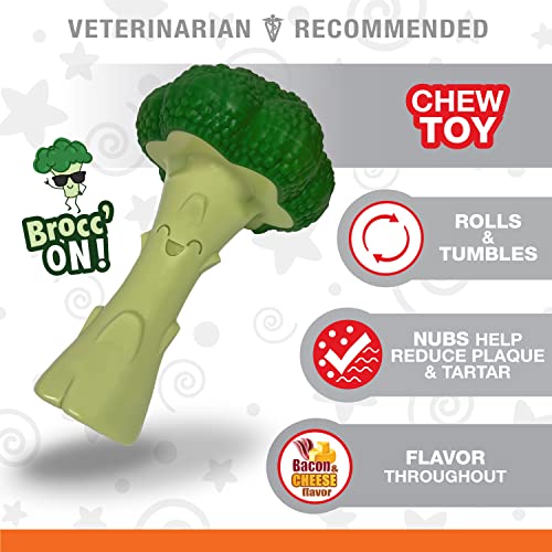 Nylabone Broccoli Dog Toy Power Chew – Cute Dog Toys for Aggressive Chewers – with a Funny Twist! Bacon & Cheese Flavor, Large/Giant (1 Count)