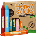 Honeysticks Natural Beeswax Crayons - Classic Crayon Size and Shape for a Developed Pencil Grip - 8 Vibrant Colours - Child Safe, Non Toxic Crayons for Kids, Food Grade Colourings - 8 Pack