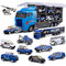 Joyfia 10 in 1 Mini Die-cast Police Truck Toy Set, Mini Patrol Rescue Vehicles in Carrier Truck Playset, Police Car Toys for 3+ Years Old Boys Girls Kids