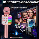 Kids Karaoke Microphone Machine Toy Bluetooth Microphone Portable Wireless Karaoke Machine Handheld with LED Lights, Children Adults Birthday Party, Home KTV(Rose Gold)