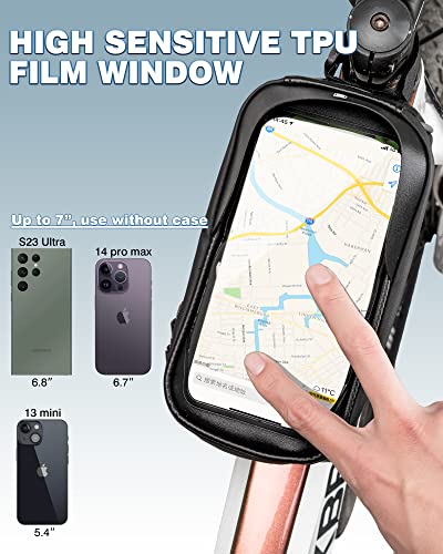 RockBros Bike Front Frame Bag Cycling Waterproof Top Tube Frame Pannier Mobile Phone Touch Screen Holder Bike Bag Fits Phones Below 6.0 Inches