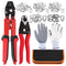 Swpeet 83Pcs Wire Rope Crimping Tool Set, Cable Crimps Up to 2.2mm and Cable Cutter Up to 5/32", 3 Size Aluminum Double Crimping Loop Sleeve, 2 Size Stainless Steel Thimble and Cut Resistant Gloves