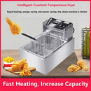 TOMVAES Electric Deep Fryer,Frying Machine,Household Fryer,Stainless Steel Countertop Single Tank Deep Fryer w/Fryer Basket, for French Fries Fried Chicken Donuts and More(6L)