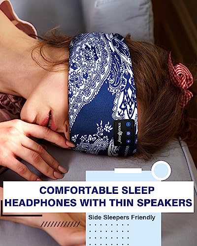 MUSICOZY Sleep Headphones Bluetooth 5.2 Headband Headphones Soft Boho Music Headband with HD Stereo Sound,Tech Gifts for Men Women Teens, Reusable Headphones for Sleeping Yoga Sport Fitness Relax