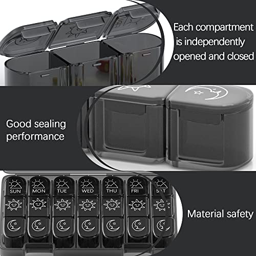 Three times a day portable pill box, seven days 21 compartments detachable dustproof pill box for pills/capsules/vitamins/fish oil, etc