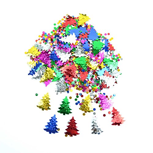 SHATCHI 14 Gram Christmas/Tree/Snowflake/Heart/Holly Leaves Table Confetti Foil Metallic Multicolour Birthday Xmas Holiday Festive Party Decorations, 14g