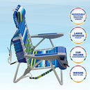 Rio Brands Beach 4-PRio Beach 4-Position Backpack Lace-Up Suspension Folding Beach Chair - Blue/Green Stripe, 24" x 24.75" x 33"