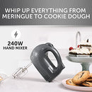 Breville Flow Electric Hand Mixer | 5 Speeds Plus Boost | with Beaters & Dough Hooks | 240W | Grey [VFM034]