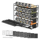 Spice Rack with 20 Jars,Metal Pull Out Spice Cabinet Storage Shelf 4 Tier Slide Seasoning Organizer Kitchen Storage Rack for Cabinet,Countertop,Pantry,Cupboard (Left Facing)