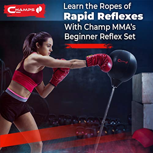 Champs MMA Kids Boxing Freestanding Reflex Bag, For Kids Ages 6-16 – Reflex Punching Bag with Stand and Pump + 2 Reflex Balls for Agility, Hand-Eye Coordination, and Stamina – Free Standing Boxing Bag